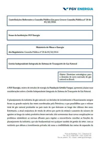 Imagem de "Contribuições Gás para Crescer: Gestão Independente Integrada do Sistema de Transporte de Gás Natural"