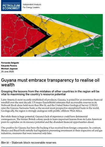 Imagem de "Guyana must embrace transparency to realise oil wealth"