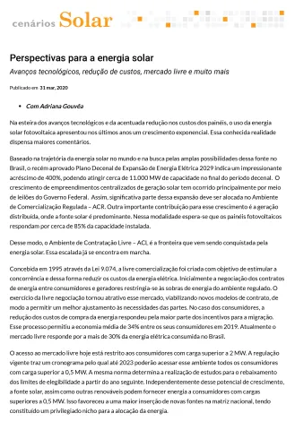 Imagem de "Perspectivas para a energia solar"