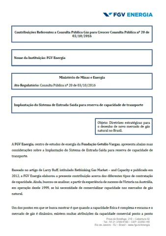 Imagem de "Contribuições Gás para Crescer: Implantação do Sistema de Entrada-Saída para reserva de capacidade de transporte"