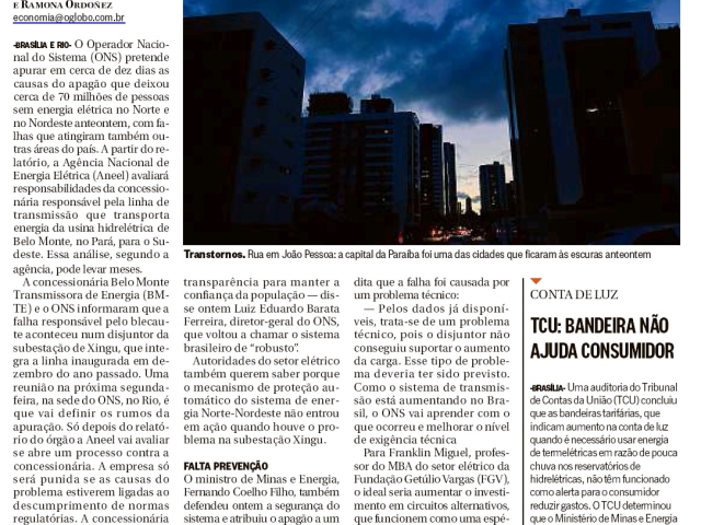 Imagem da notícia "Investigação do apagão deve levar meses"