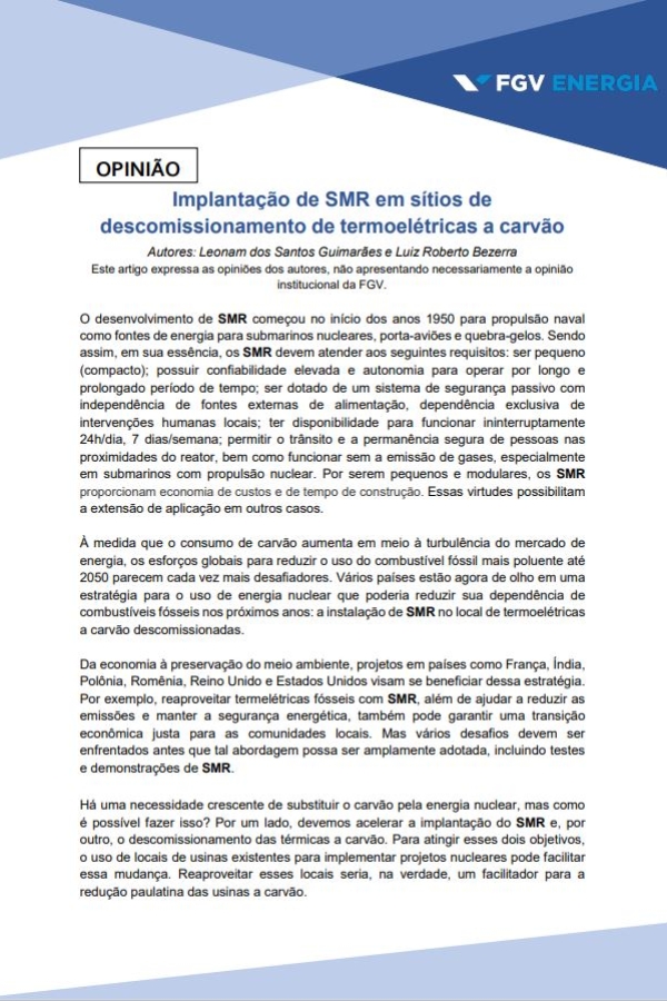 Imagem de "Implantação de SMR em sítios de  descomissionamento de termoelétricas a carvão"